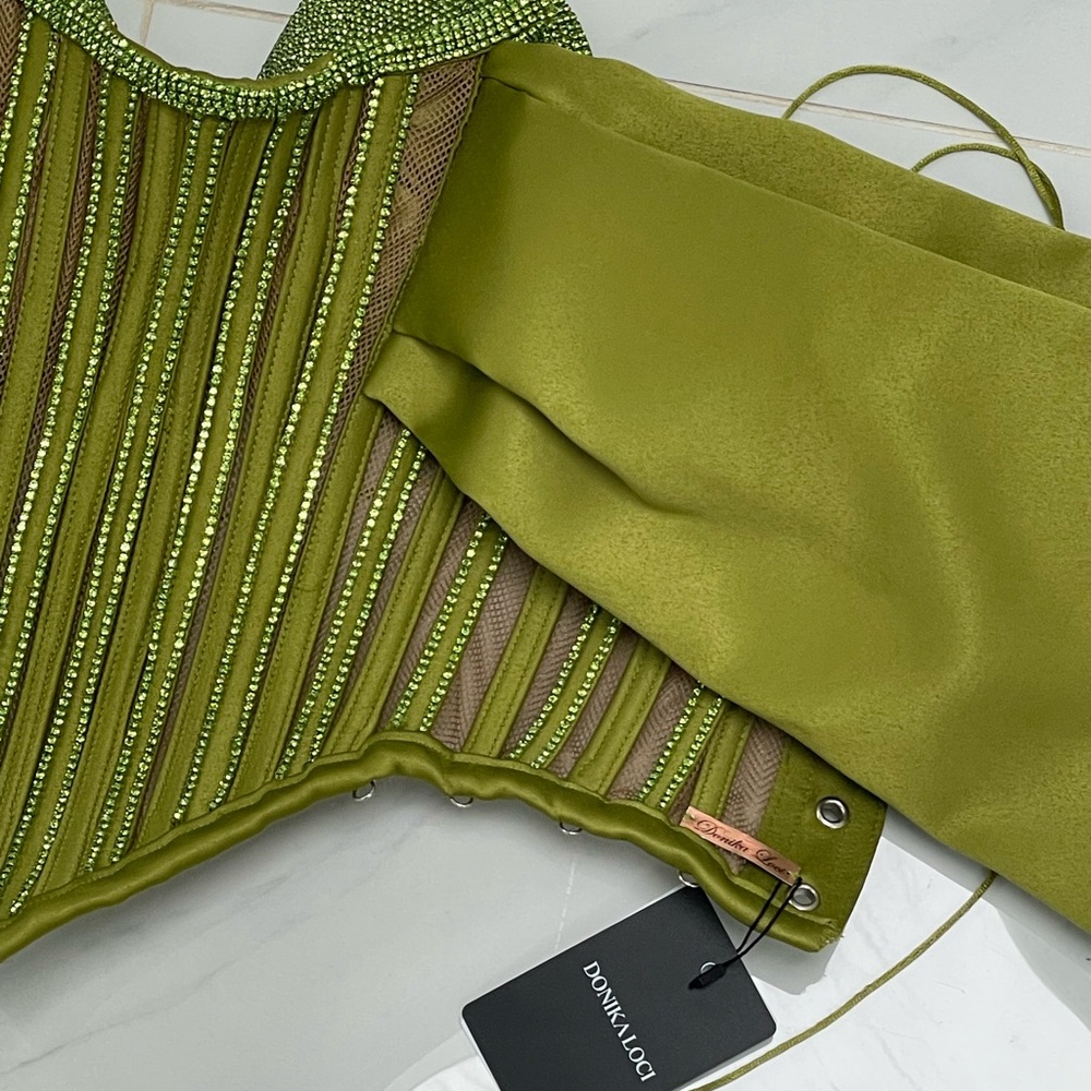 Green Corset Top with Sequins
